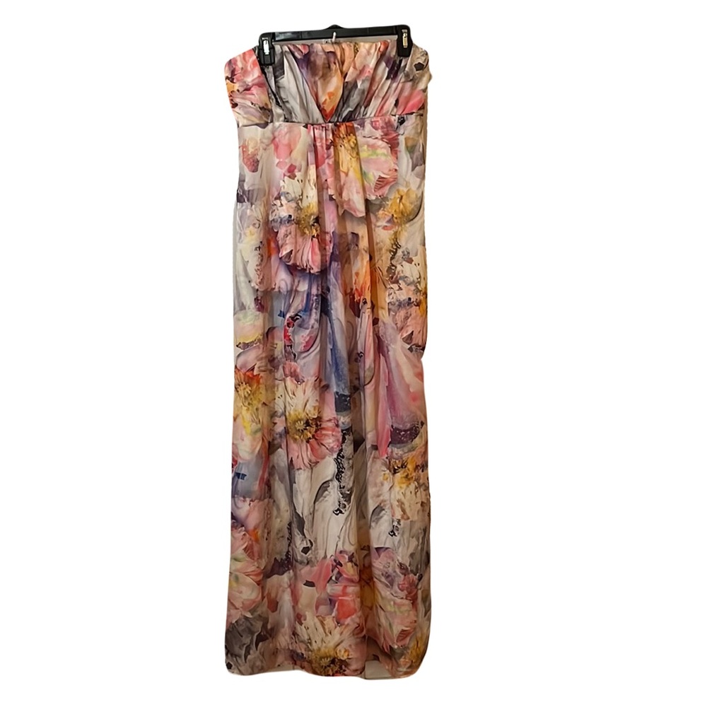 ASOS Water Color Floral Strapless Dress sz 10